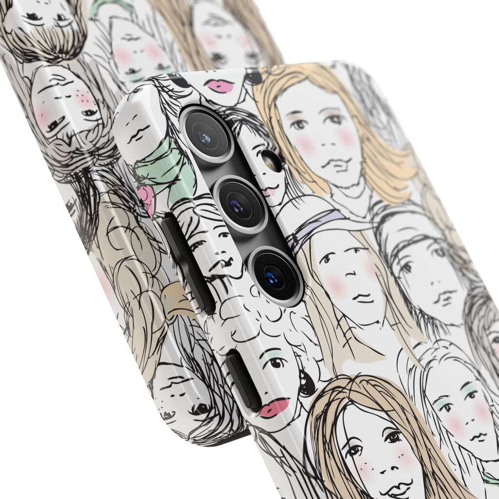Phone Case — Hand-Drawn Faces Pattern