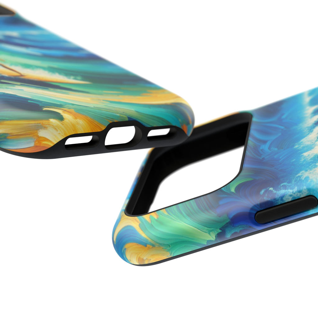 Surfer Wave Impact Phone Case – Vibrant Ocean Art Protective Cover