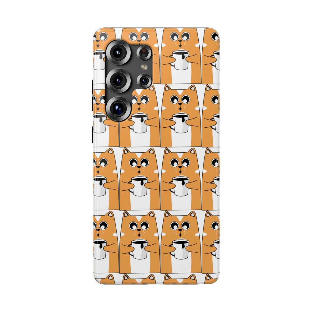 Impact-Resistant Phone Case — Cute Orange Shiba Inu Pattern
