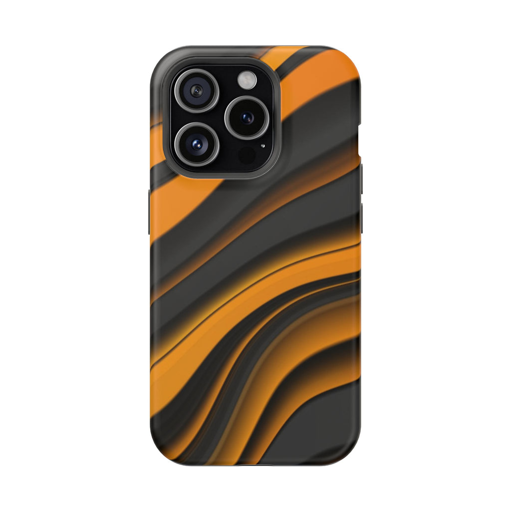 Fancy Orange & Black Wave Design Shockproof Magnetic Phone Case for iPhone/Samsung