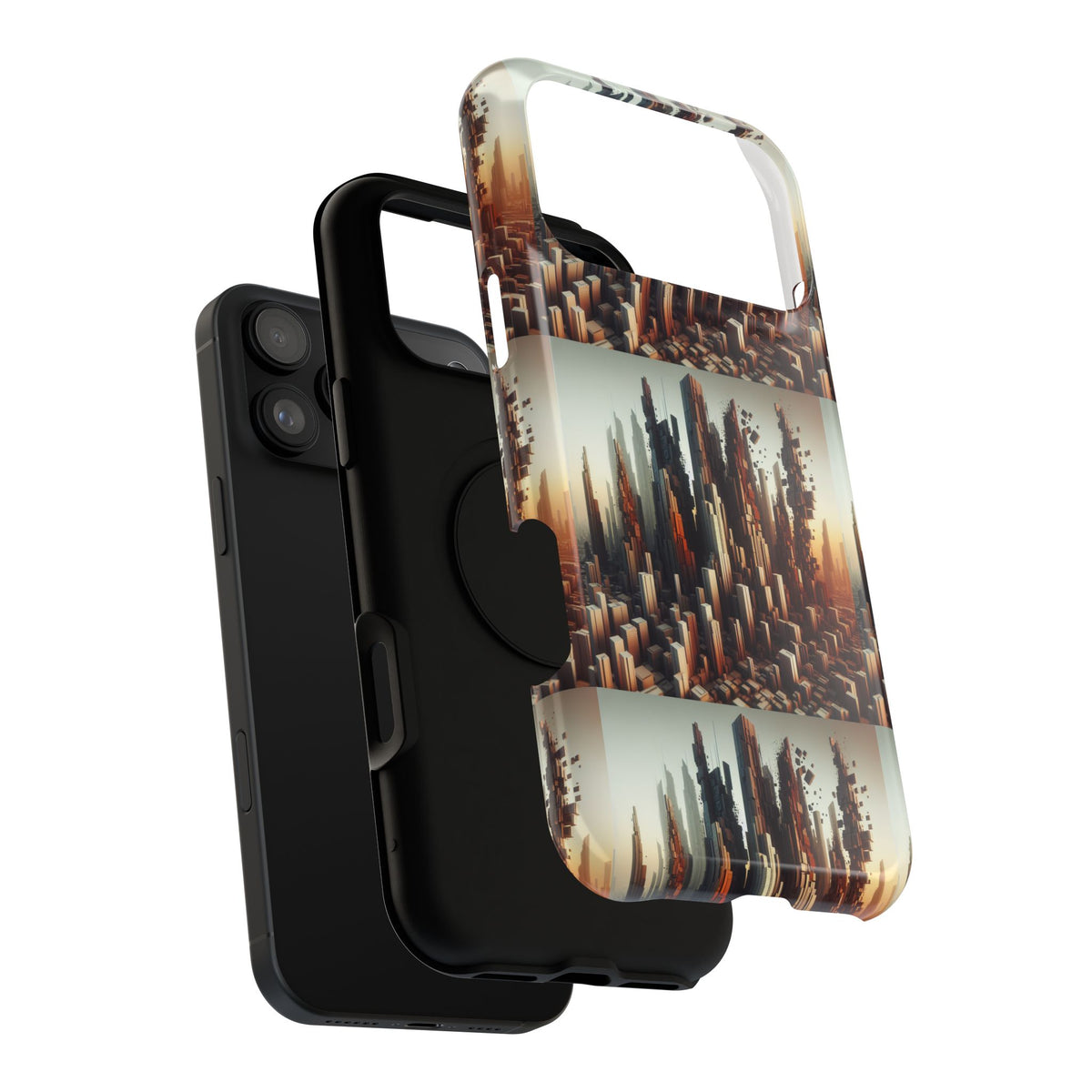 Abstract Skyline iPhone Case — Surreal Cityscape Impact-Resistant Phone Cover
