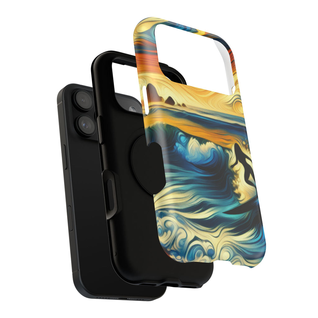 Impact Resistant Phone Case - Surfing Ocean Waves Design, Coastal Decor Gift