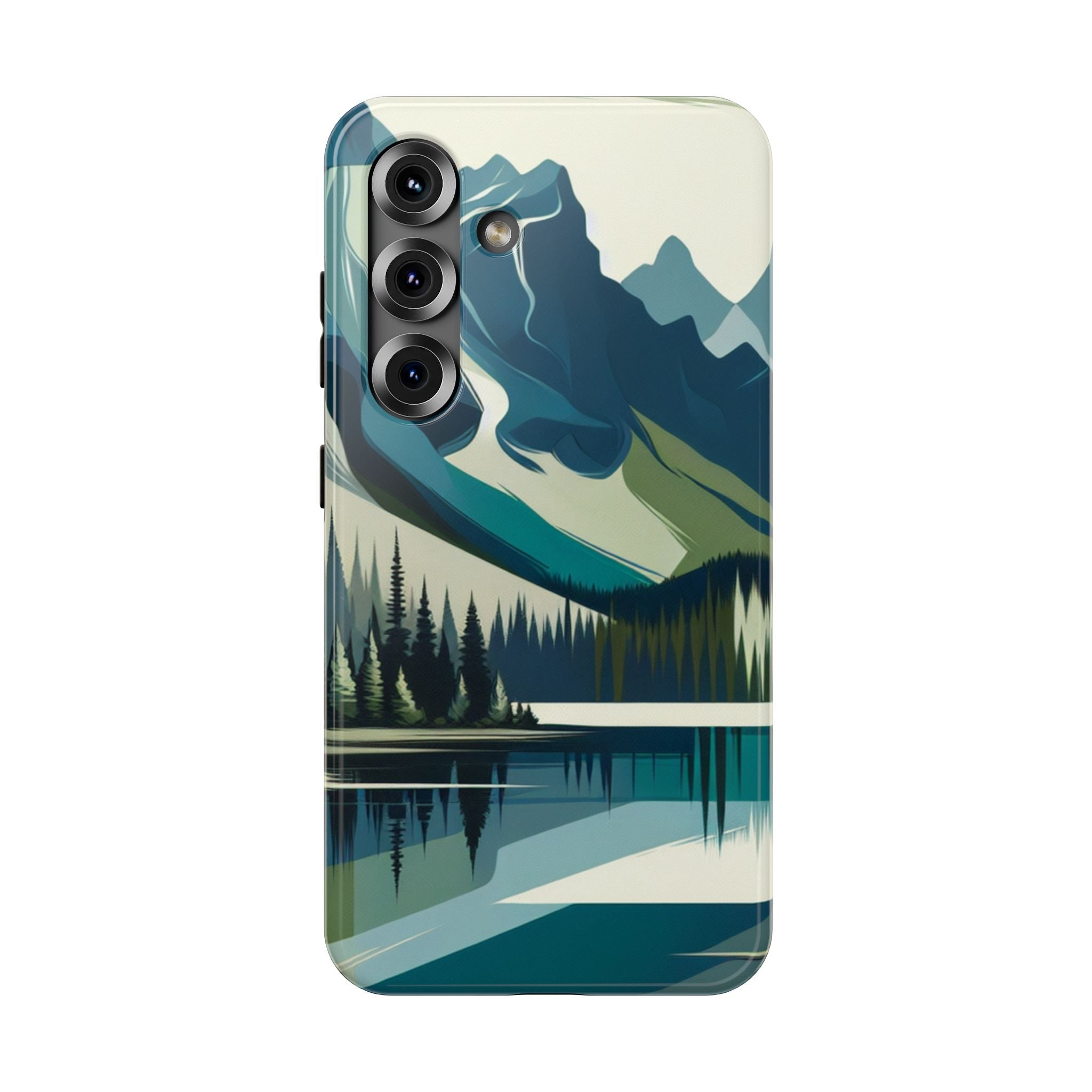 Impact Resistant Phone Case - Mountain Lake with Forest Design