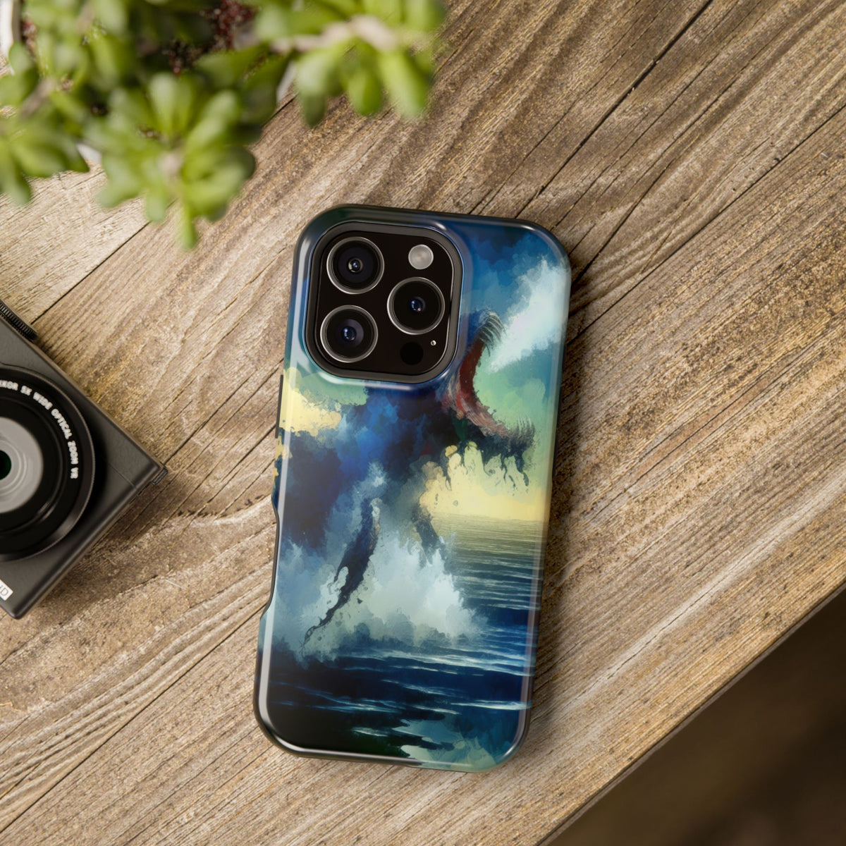 Shark Wave Impact-Resistant Phone Case — Ocean Monster Art Protective Cover