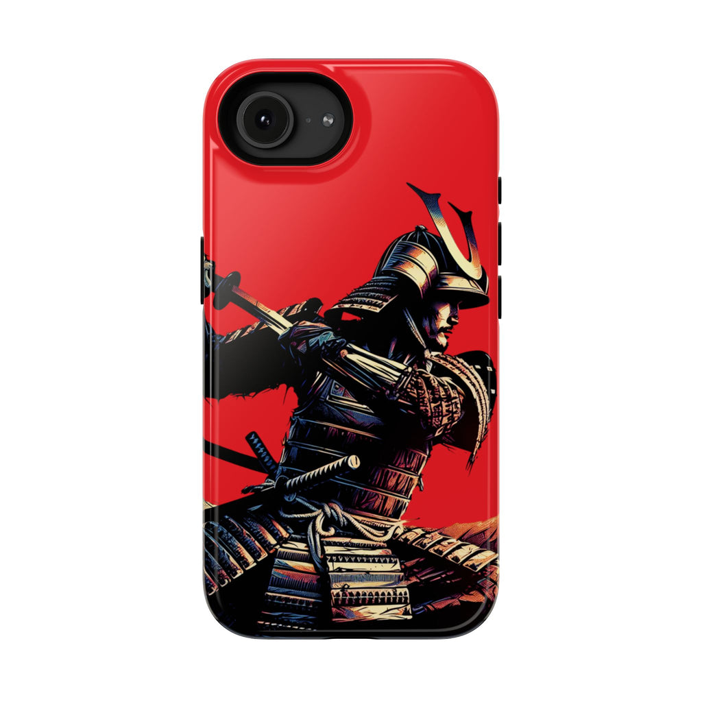 Samurai Warrior Impact Phone Case — Red Armored Swordfighter Protective Cover