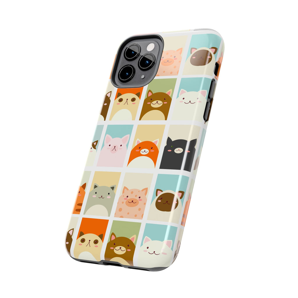 Cute Grid Cats Tough Phone Case