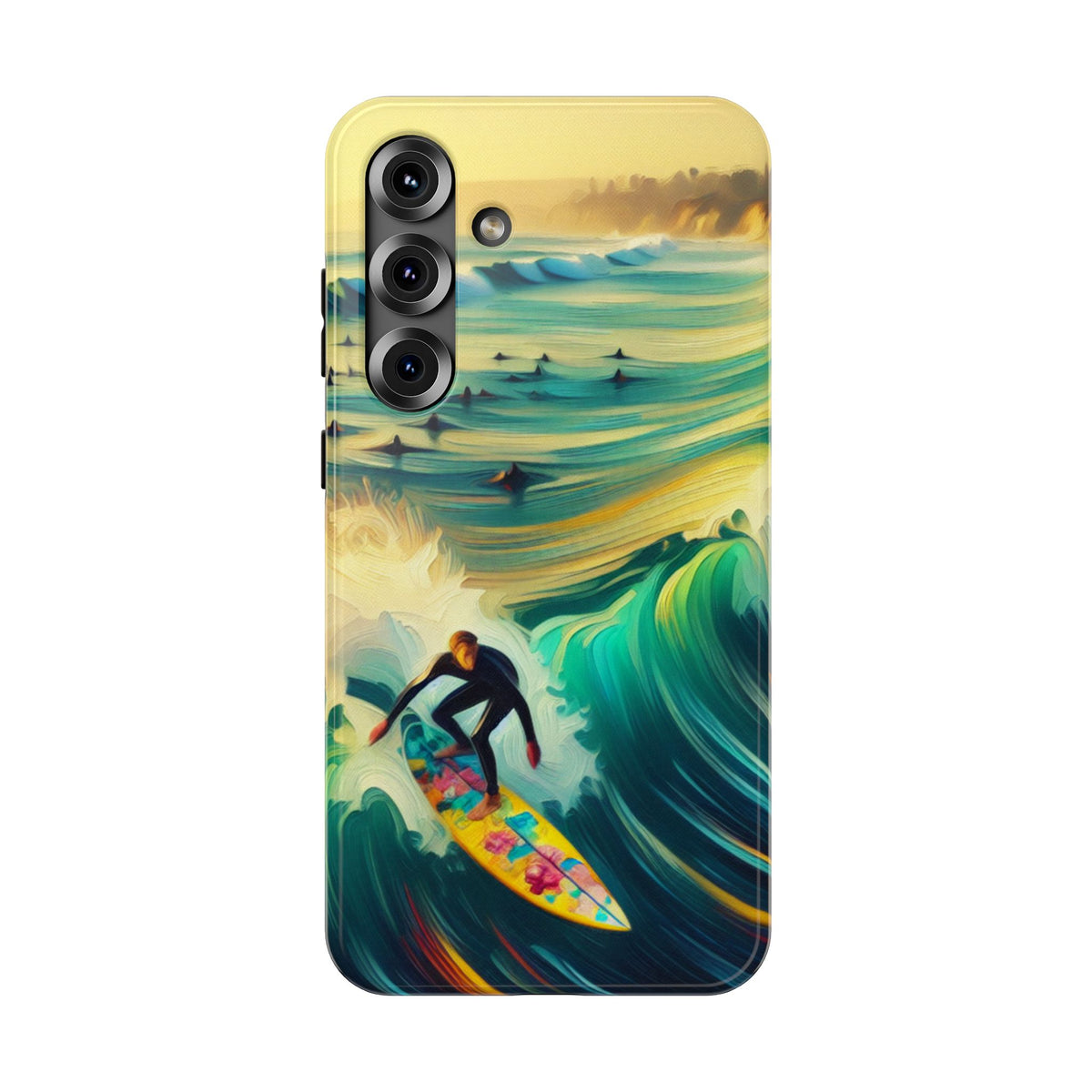 Surfing Waves Impact-Resistant Phone Case — Colorful Surfer Design