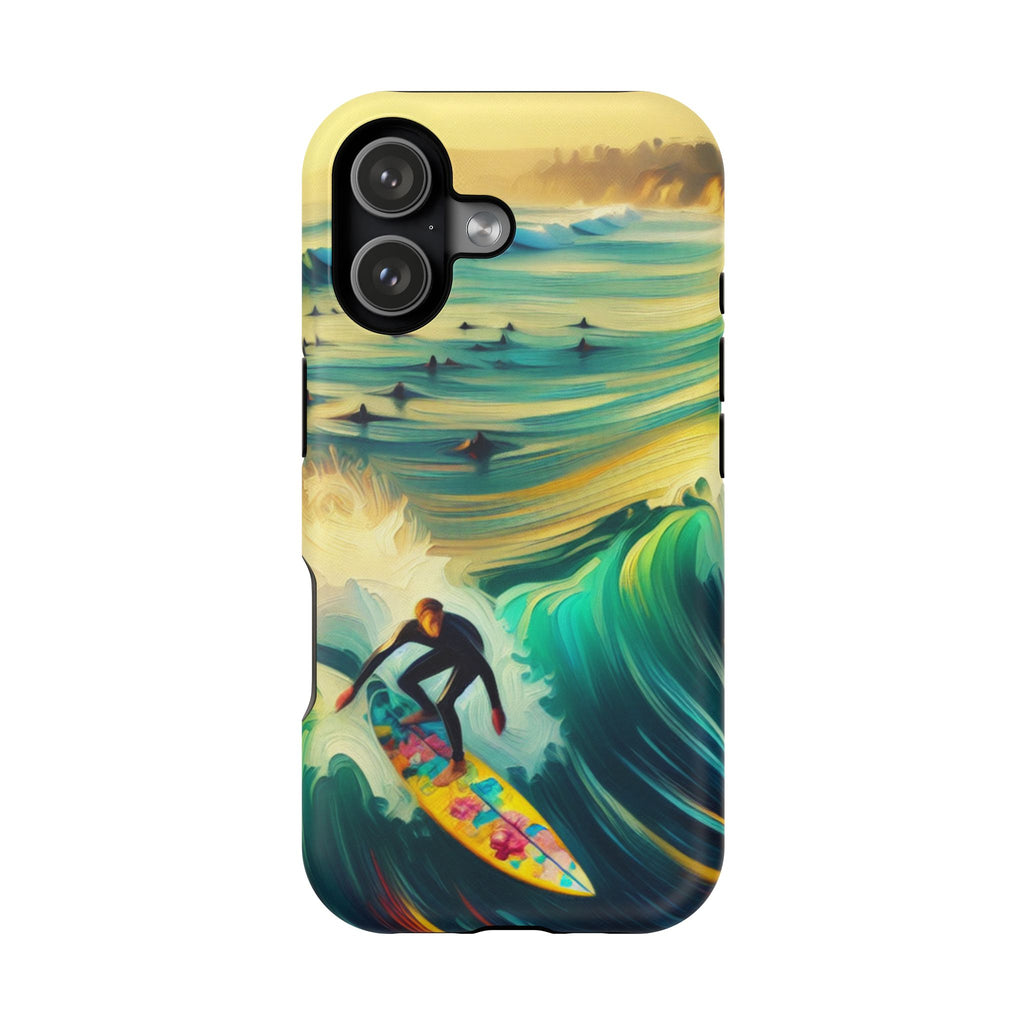 Surfing Waves Impact-Resistant Phone Case — Colorful Surfer Design
