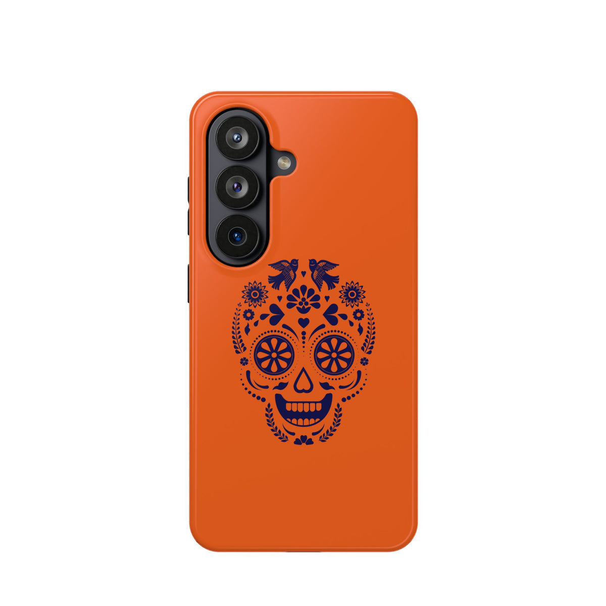 Sugar Skull Impact-Resistant Phone Case — Orange Day of the Dead Design
