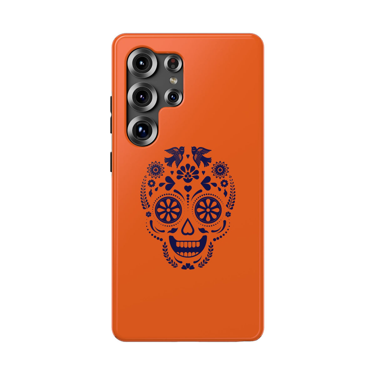 Sugar Skull Impact-Resistant Phone Case — Orange Day of the Dead Design