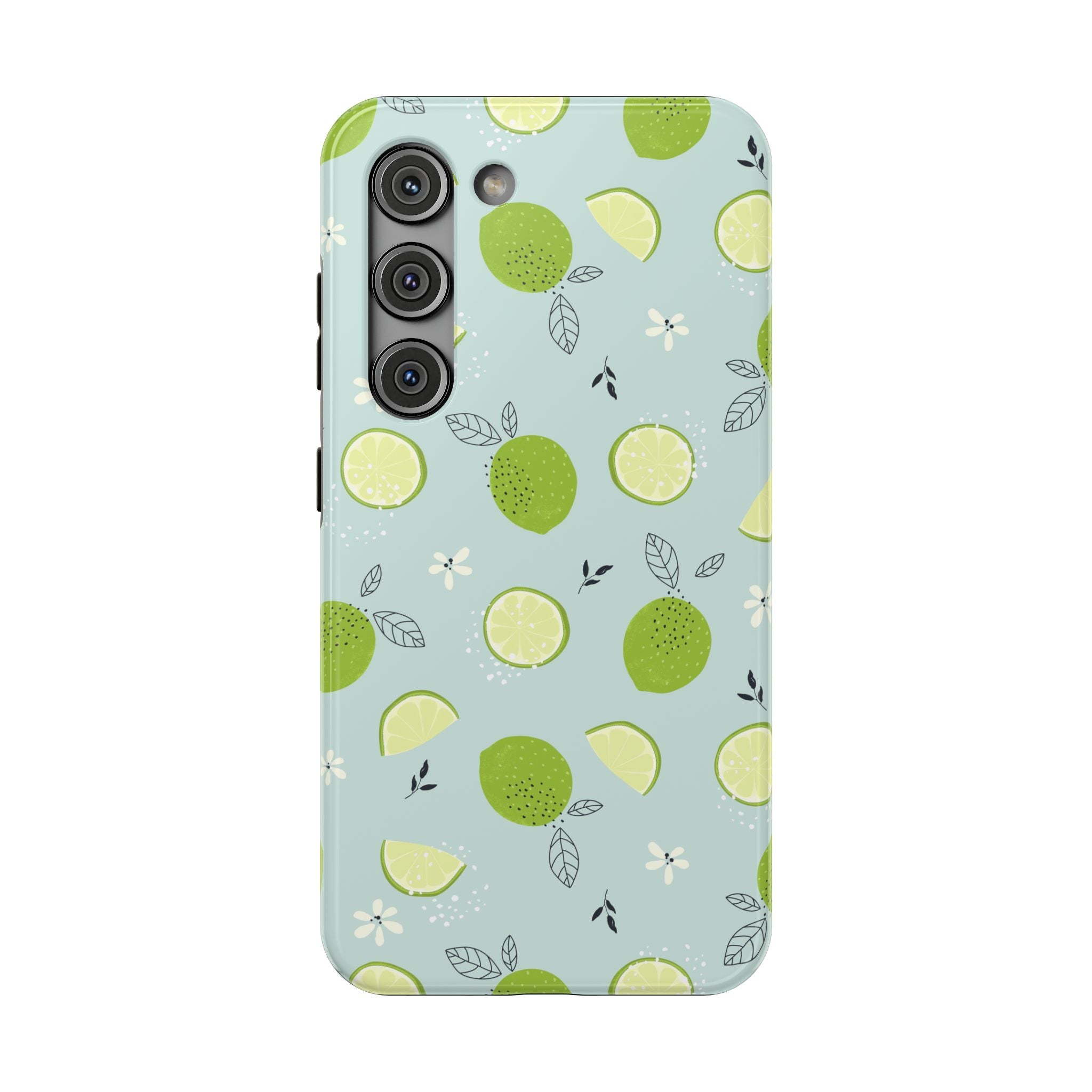 Lime Floral Phone Case, Impact-Resistant