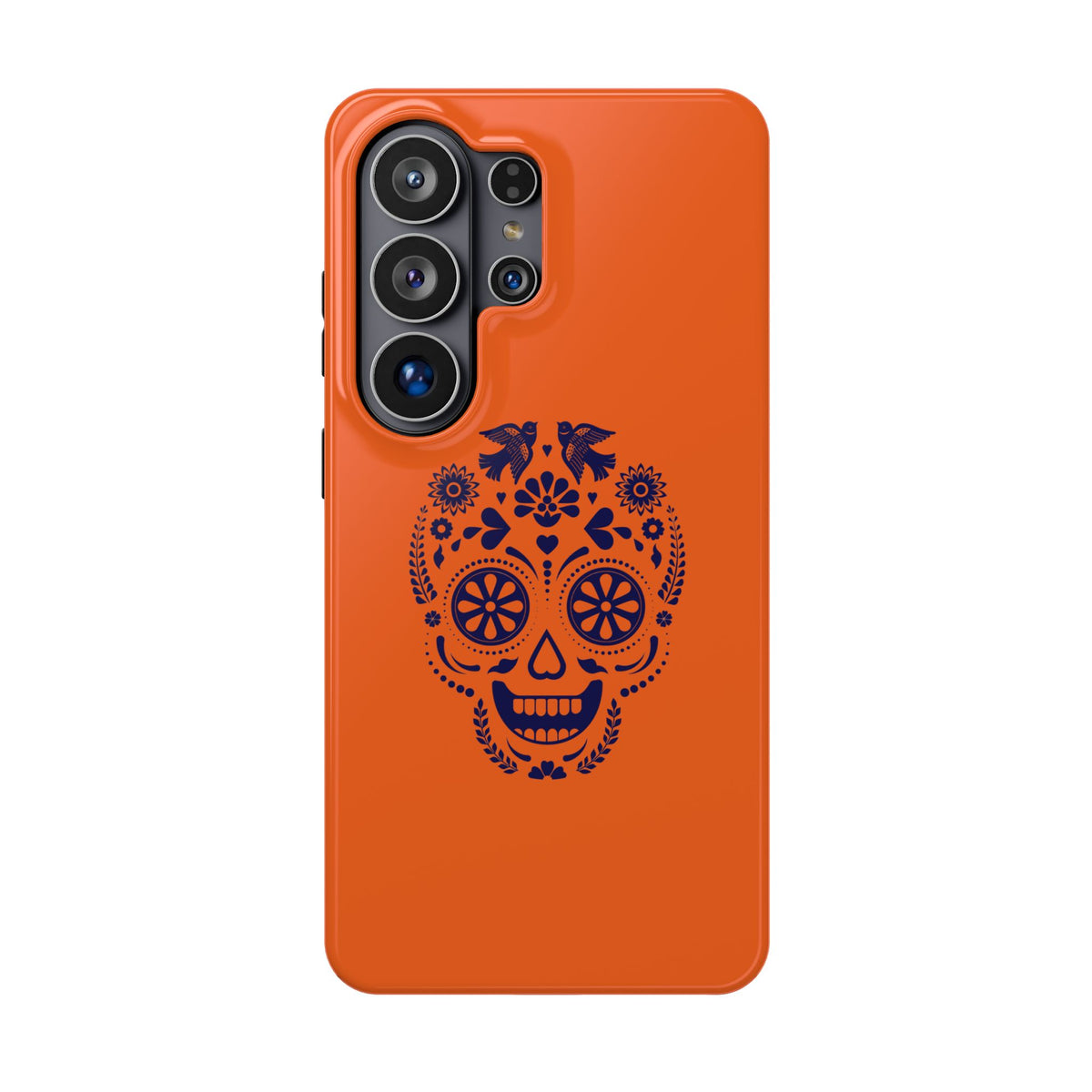 Sugar Skull Impact-Resistant Phone Case — Orange Day of the Dead Design