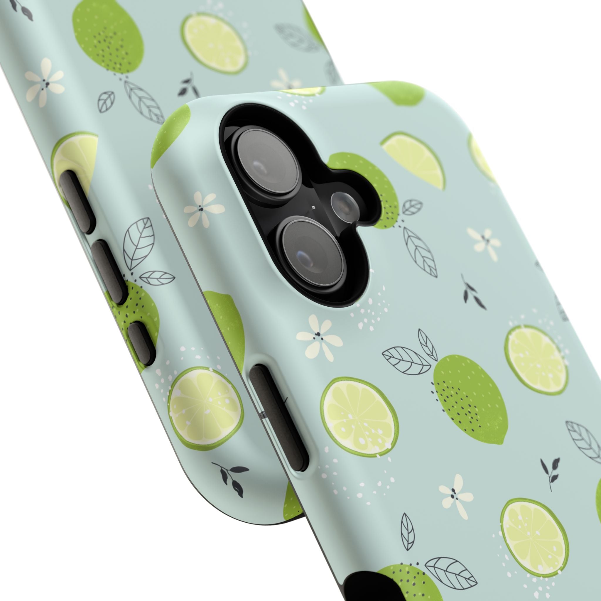 Lime Floral Phone Case, Impact-Resistant