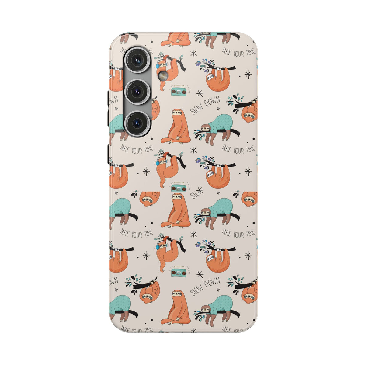 Sloth Pattern Impact-Resistant Phone Case — “Slow Down” Cute Protective Cover