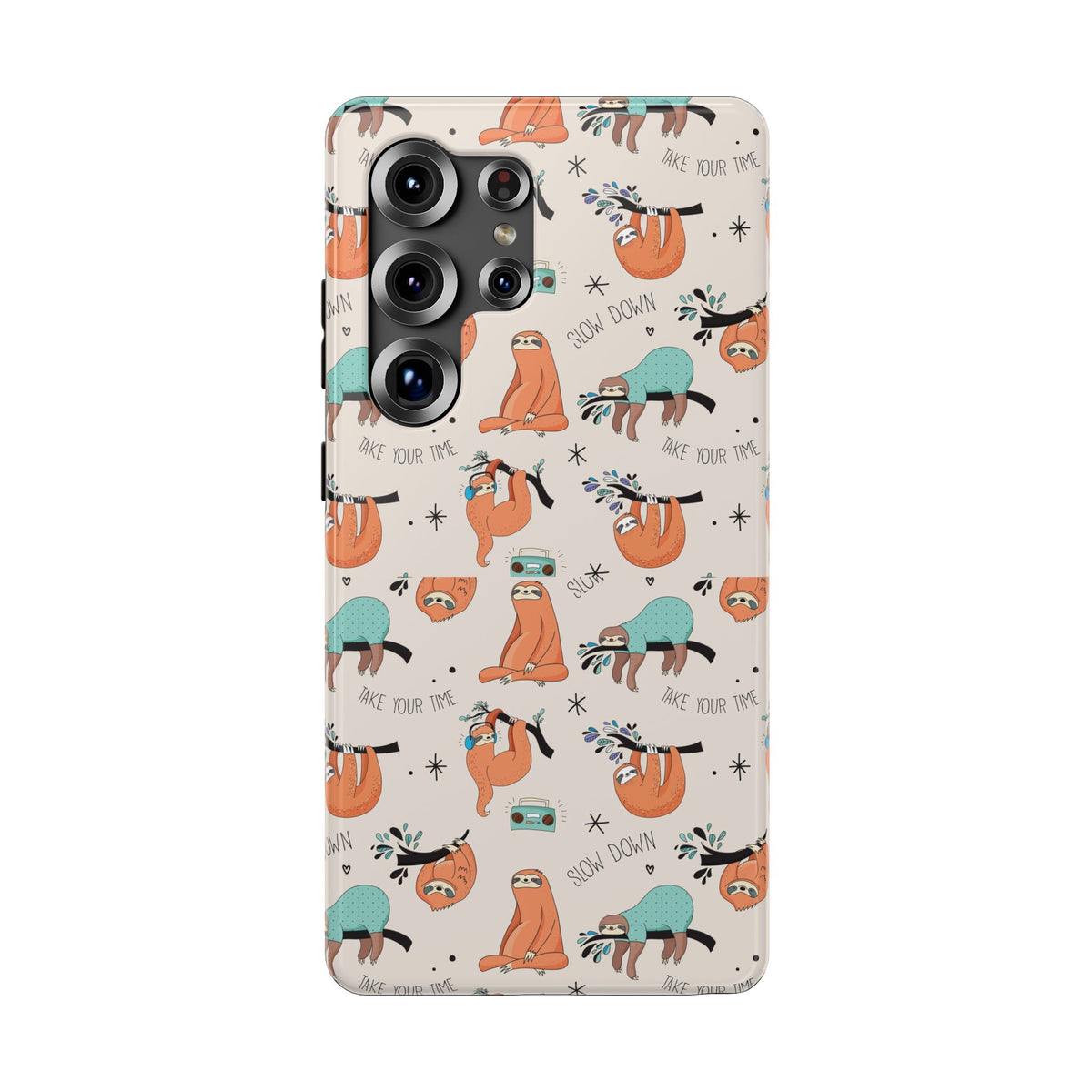 Sloth Pattern Impact-Resistant Phone Case — “Slow Down” Cute Protective Cover