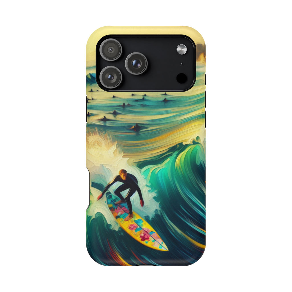 Surfing Waves Impact-Resistant Phone Case — Colorful Surfer Design