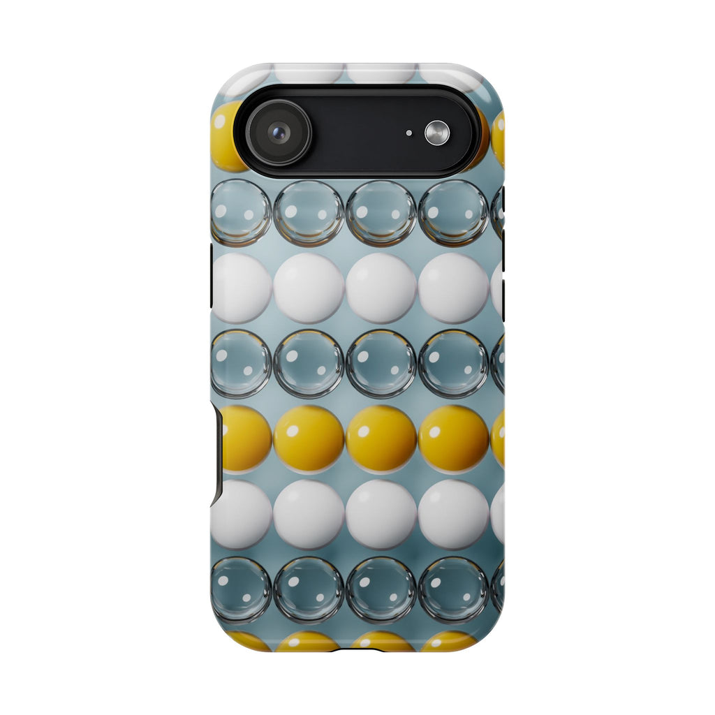 Impact-Resistant Phone Case — Modern Geo Bubble Pattern (Yellow, White & Glass)