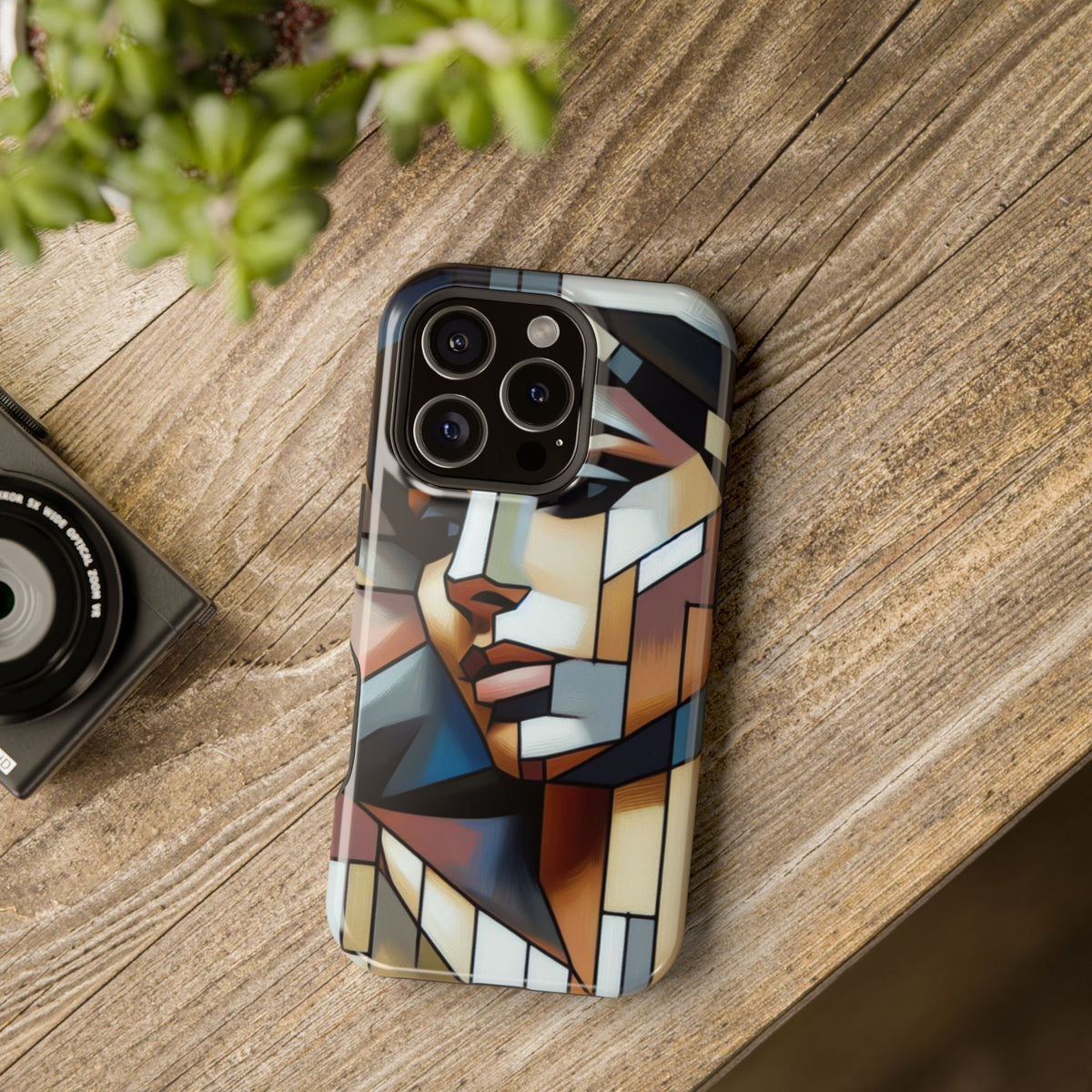 Impact-Resistant Phone Case — Modern Geometric Portrait Design