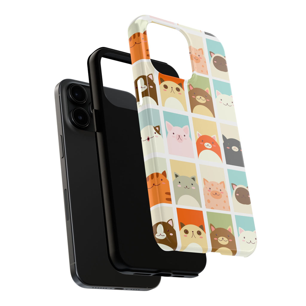 Cute Grid Cats Tough Phone Case