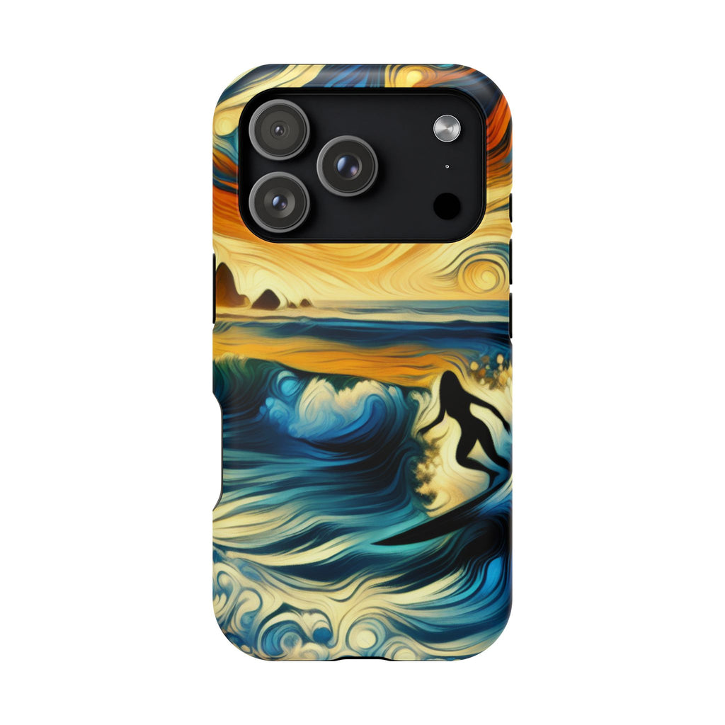Surfer Sunset Phone Case — Impact‑Resistant Artistic Wave Design