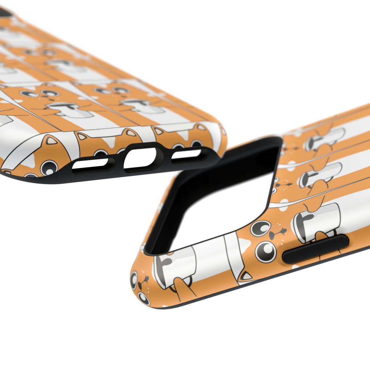 Impact-Resistant Phone Case — Cute Orange Shiba Inu Pattern