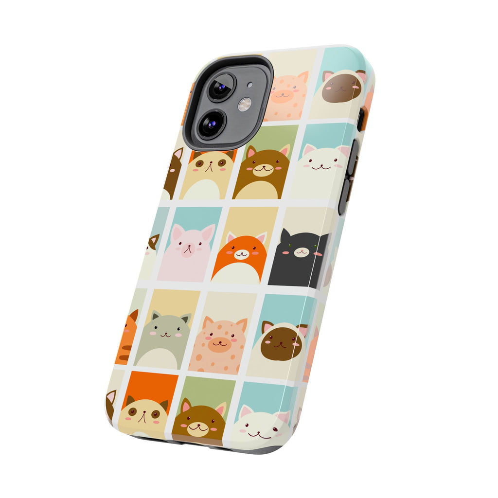 Cute Grid Cats Tough Phone Case