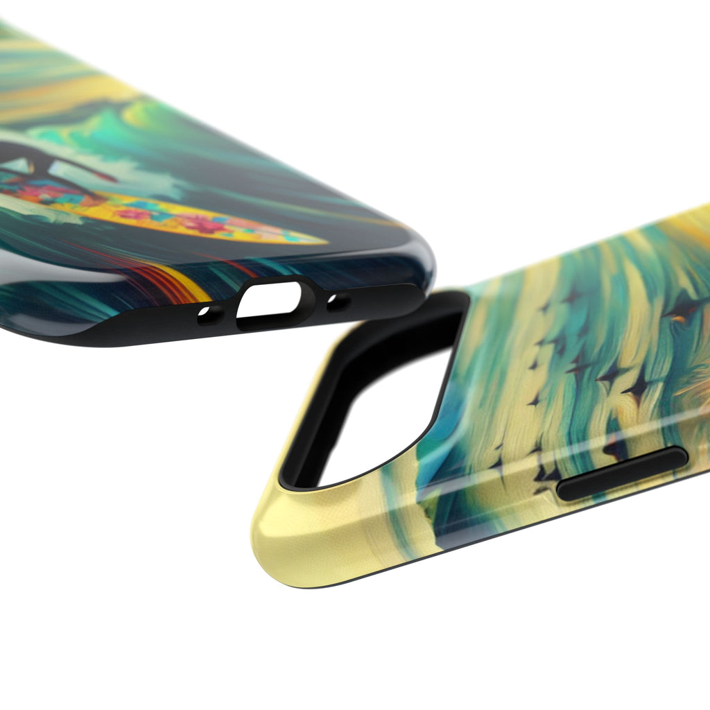 Surfing Waves Impact-Resistant Phone Case — Colorful Surfer Design