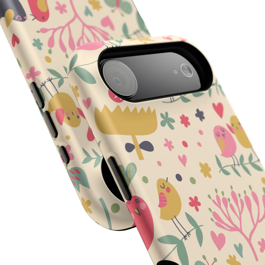 Cute Bird Floral Phone Case, Impact-Resistant