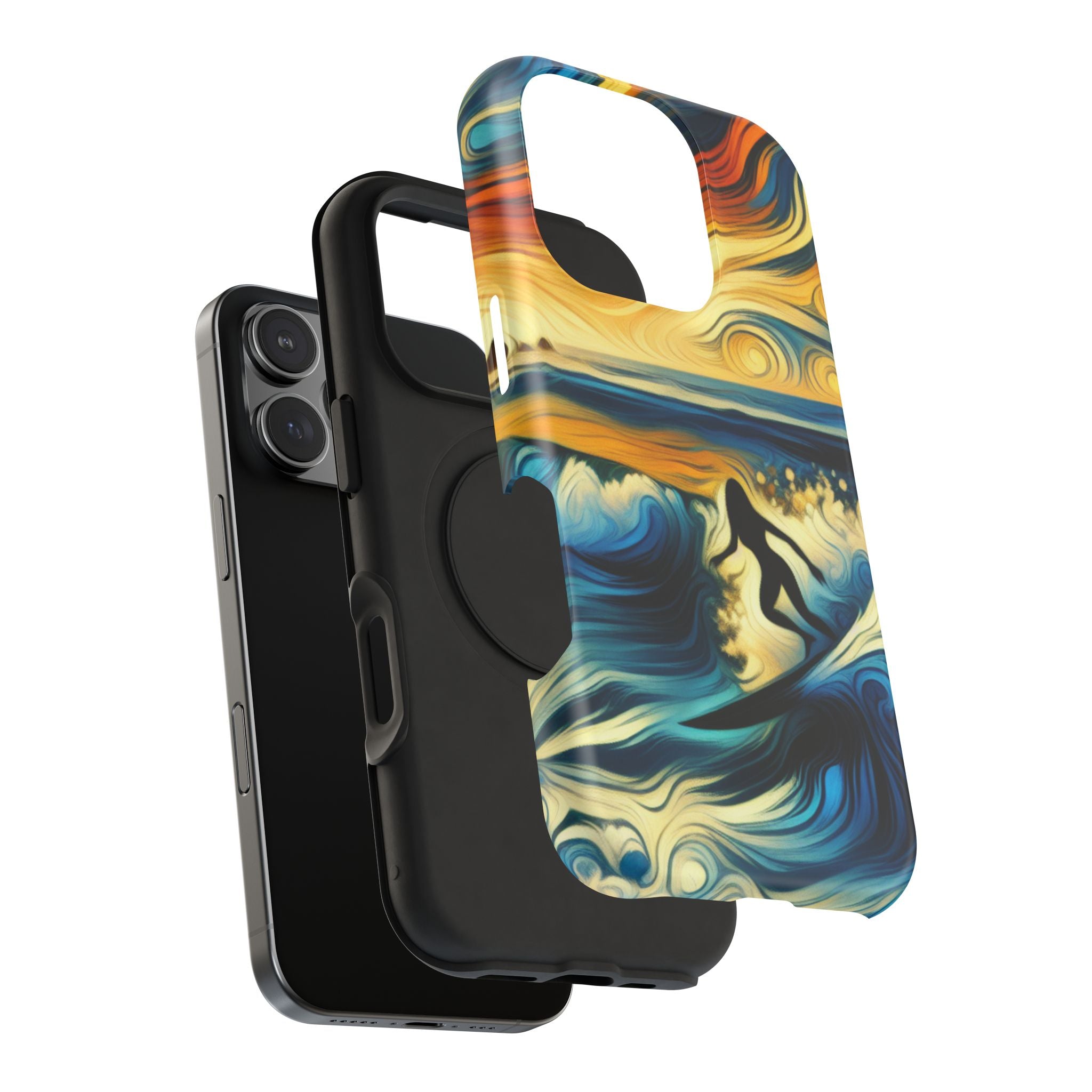 Impact Resistant Phone Case - Surfing Ocean Waves Design, Coastal Decor Gift