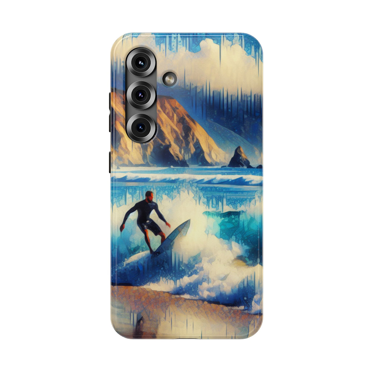 Surfer Wave Impact Phone Case – Vibrant Ocean Art Protective Cover