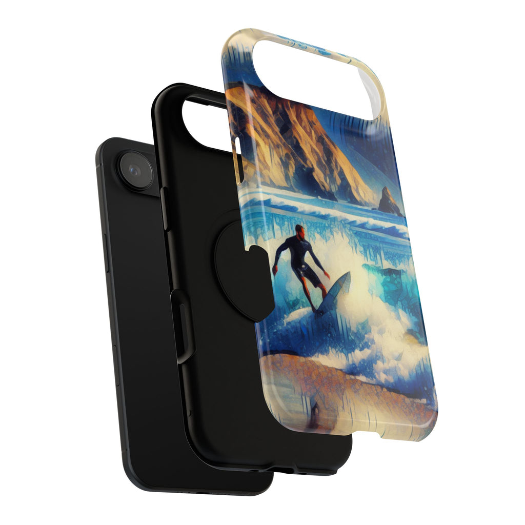 Surfer Wave Impact Phone Case – Vibrant Ocean Art Protective Cover