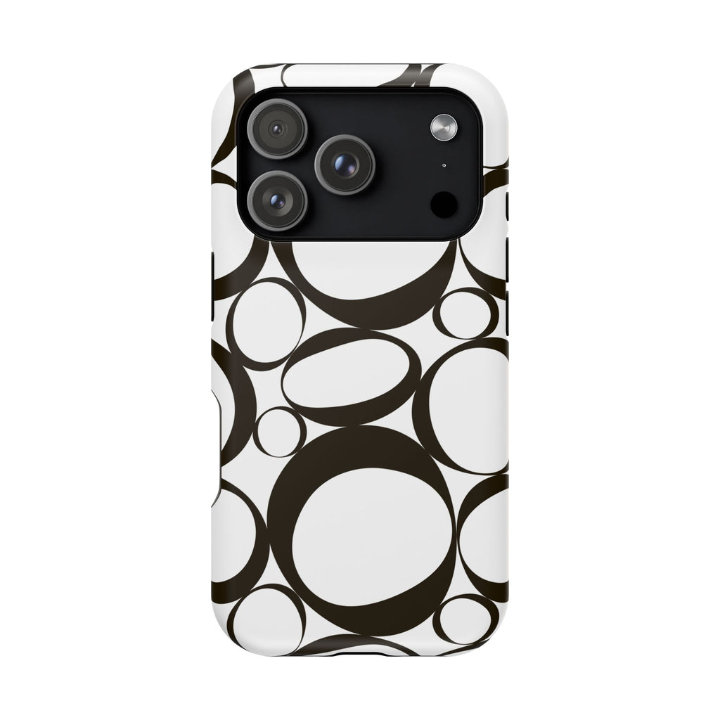 Impact-Resistant Phone Case — Retro Black & White Circle Pattern