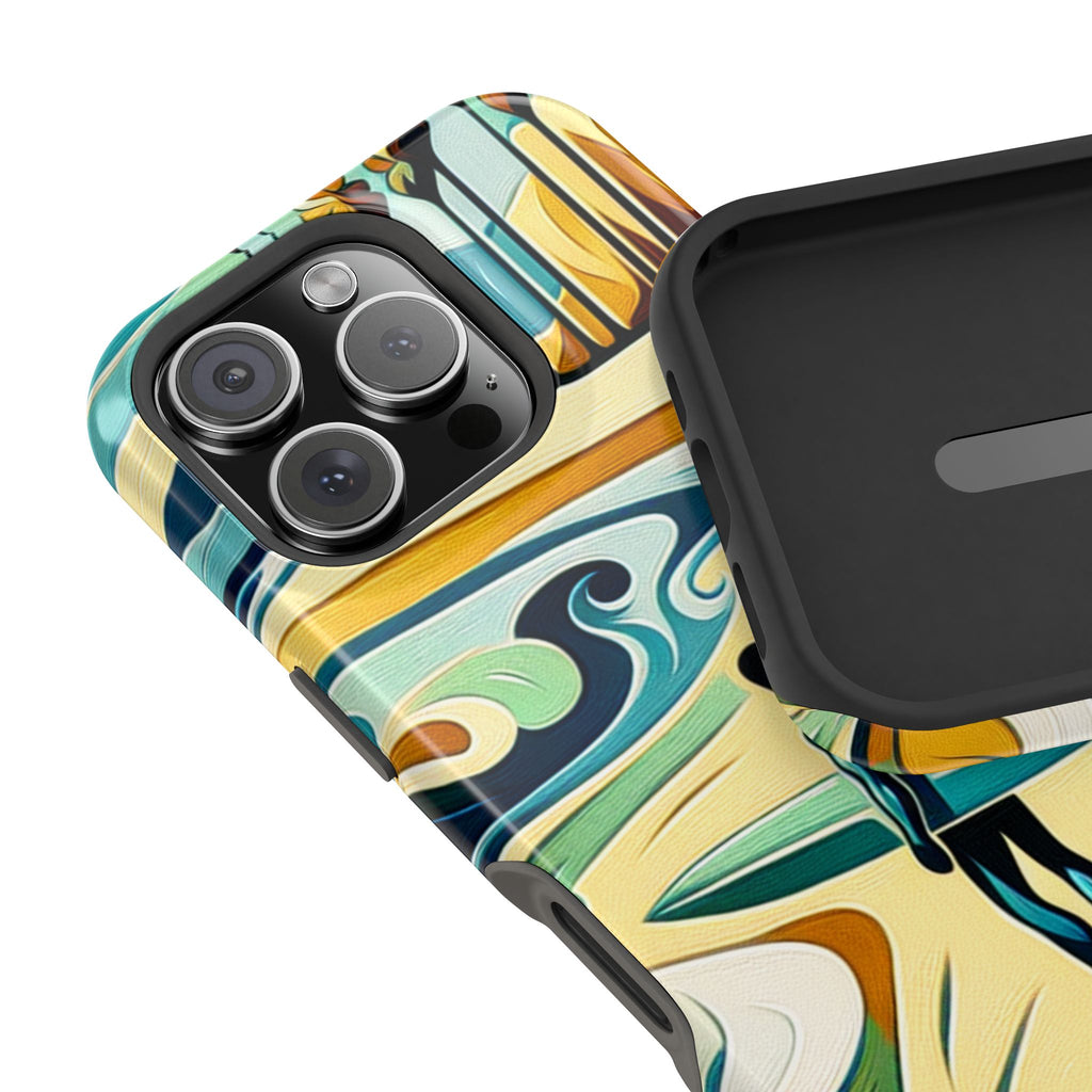 Impact Resistant Phone Case Surfing Colorful Beach Art Case, Summer Vibes