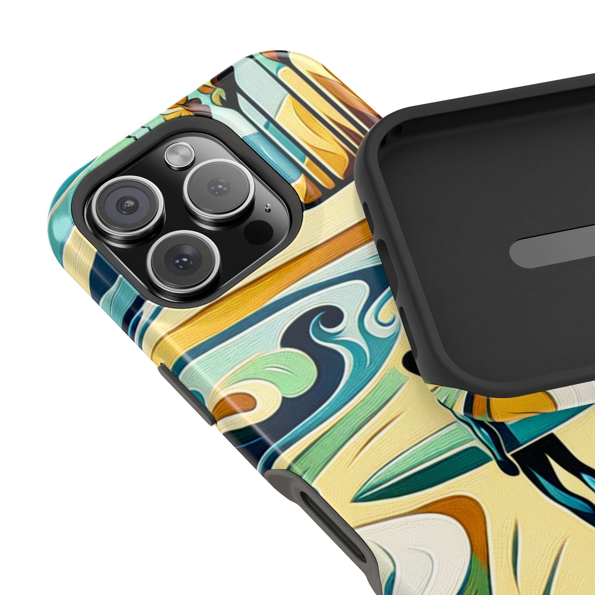 Impact Resistant Phone Case Surfing Colorful Beach Art Case, Summer Vibes