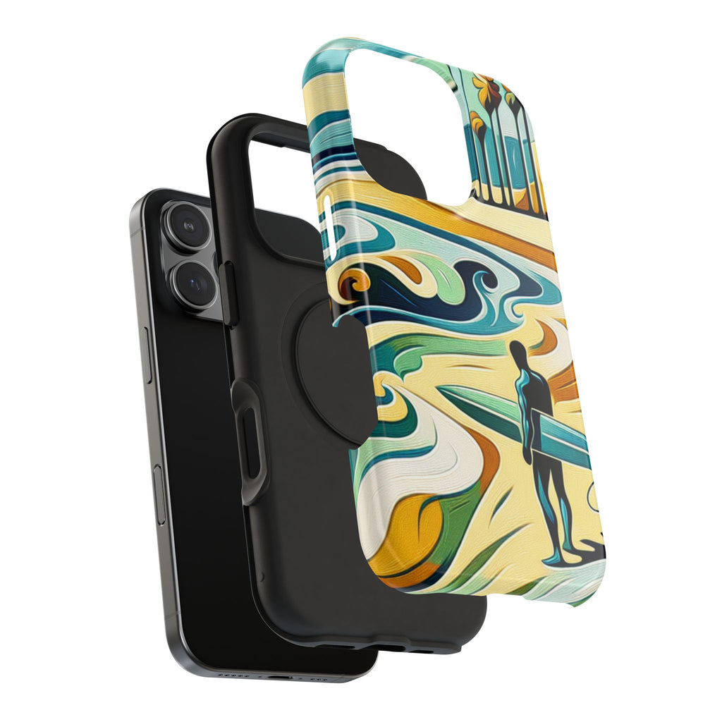 Surfboard Wave Art Phone Case — Impact-Resistant Beach Vibes iPhone Case