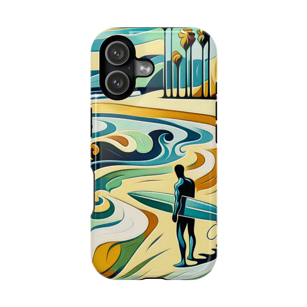 Surfboard Wave Art Phone Case — Impact-Resistant Beach Vibes iPhone Case