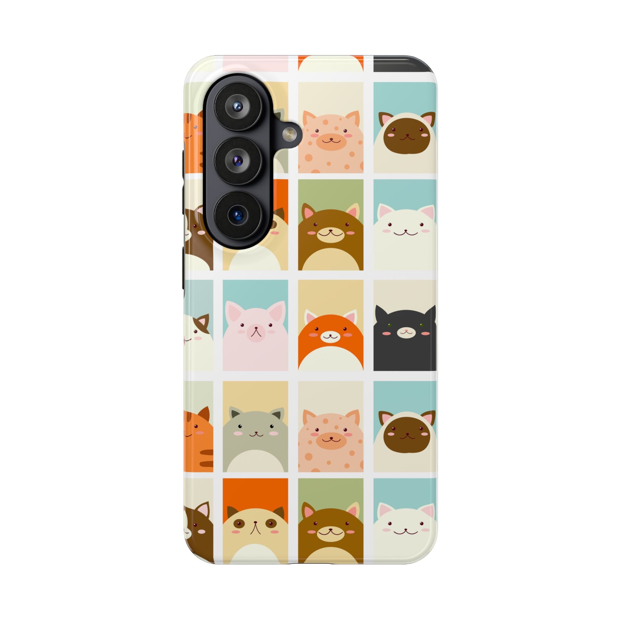 Cute Grid Cats Tough Phone Case