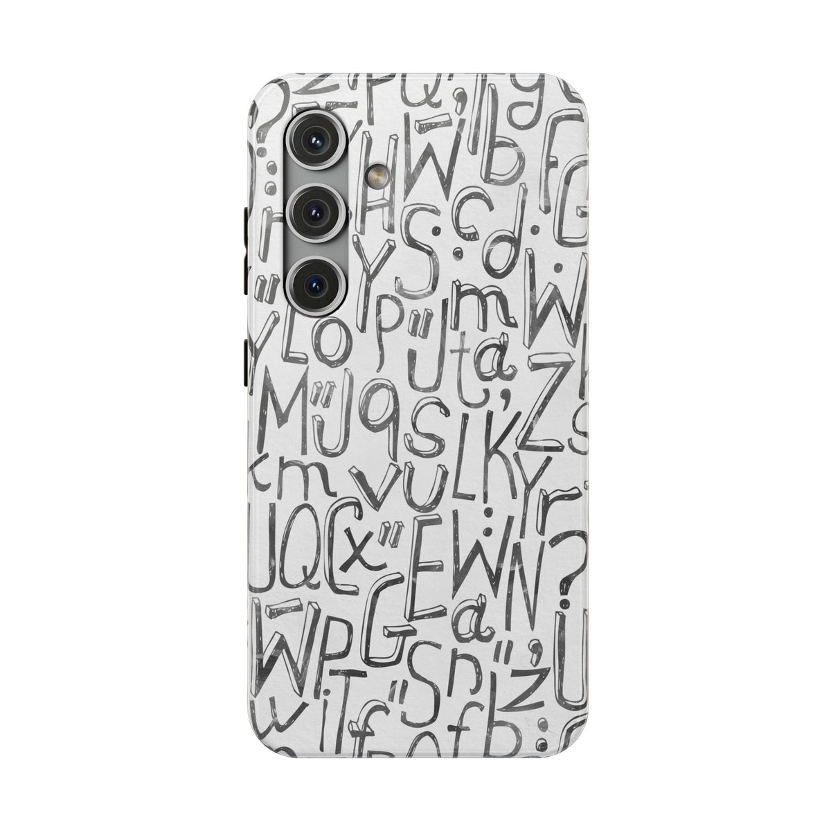 Monochrome Letter Pattern Impact-Resistant Case for iPhone