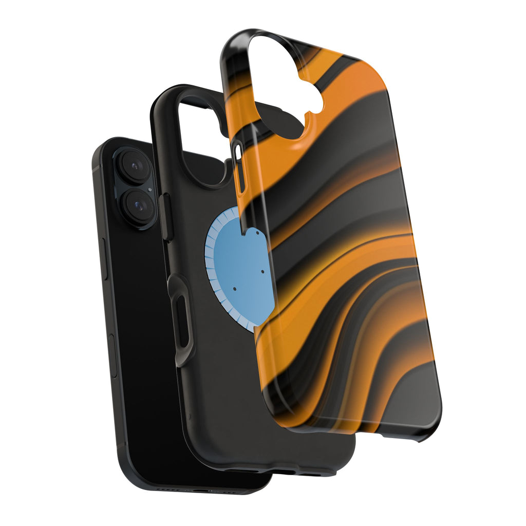 Fancy Orange & Black Wave Design Shockproof Magnetic Phone Case for iPhone/Samsung