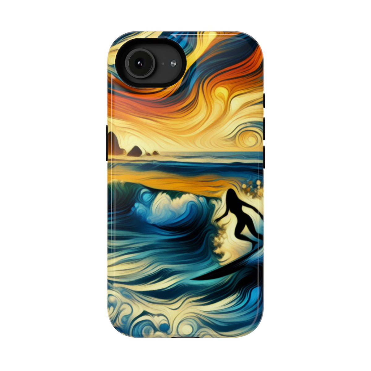 Surfer Sunset Phone Case — Impact‑Resistant Artistic Wave Design