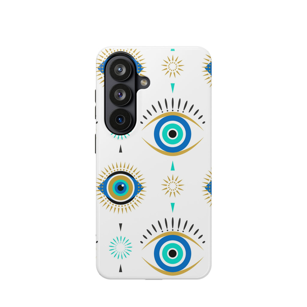 Evil Eye Impact-Resistant Phone Case – Protective Blue & Gold Charm Design