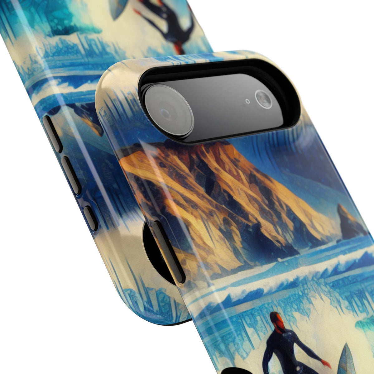 Surfer Wave Impact Phone Case – Vibrant Ocean Art Protective Cover