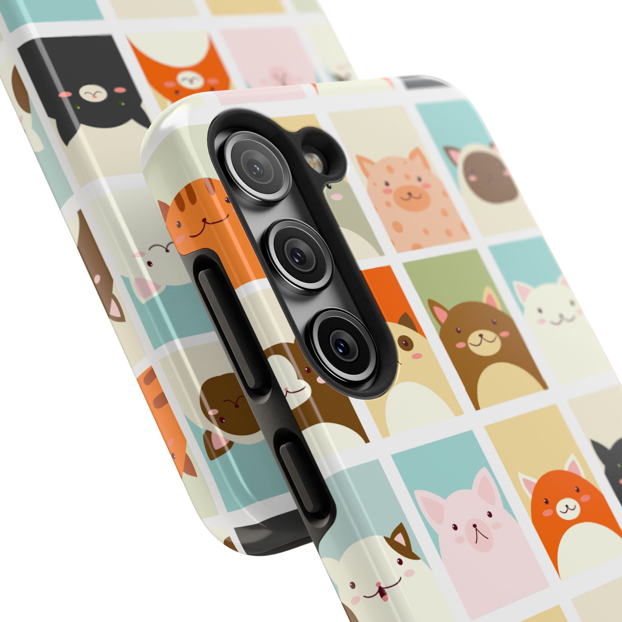 Cute Grid Cats Tough Phone Case