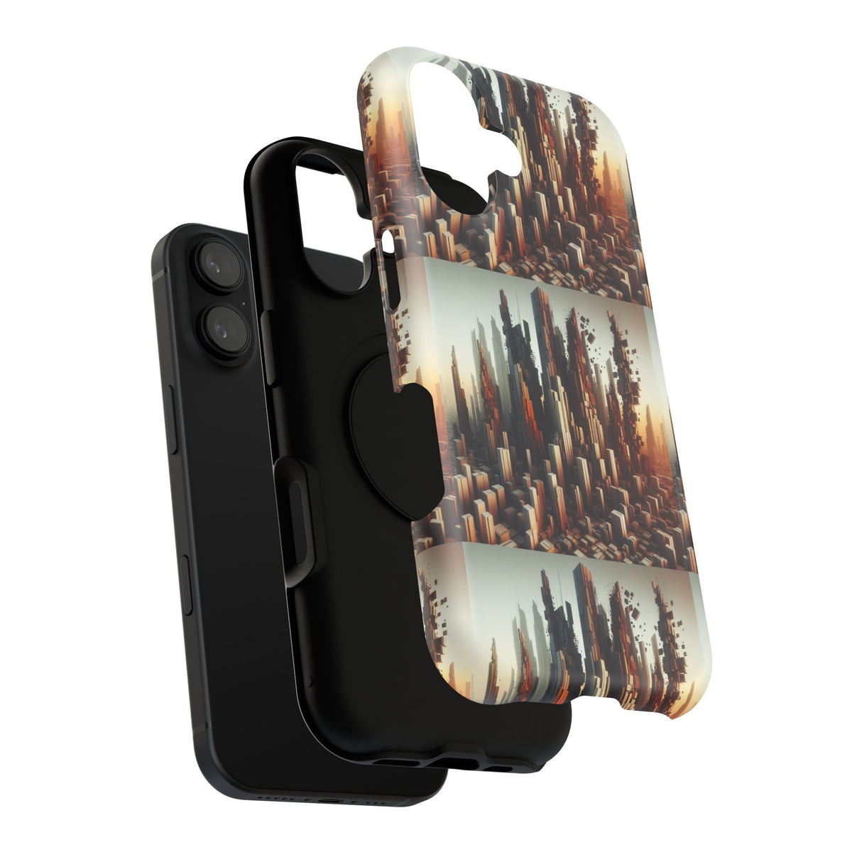 Abstract Skyline iPhone Case — Surreal Cityscape Impact-Resistant Phone Cover