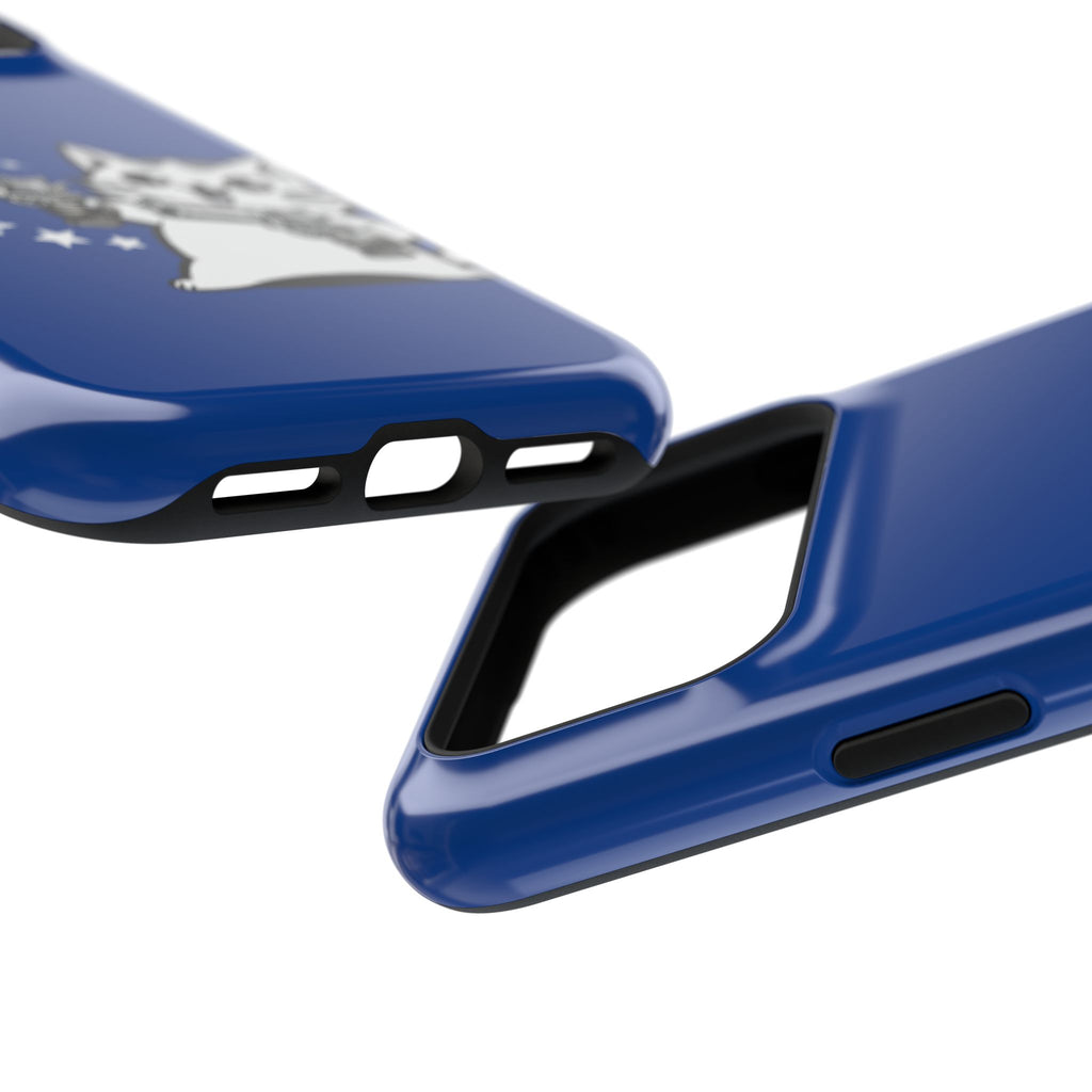 Phone Case — Blue "Pew Pew" Cat Impact-Resistant Case