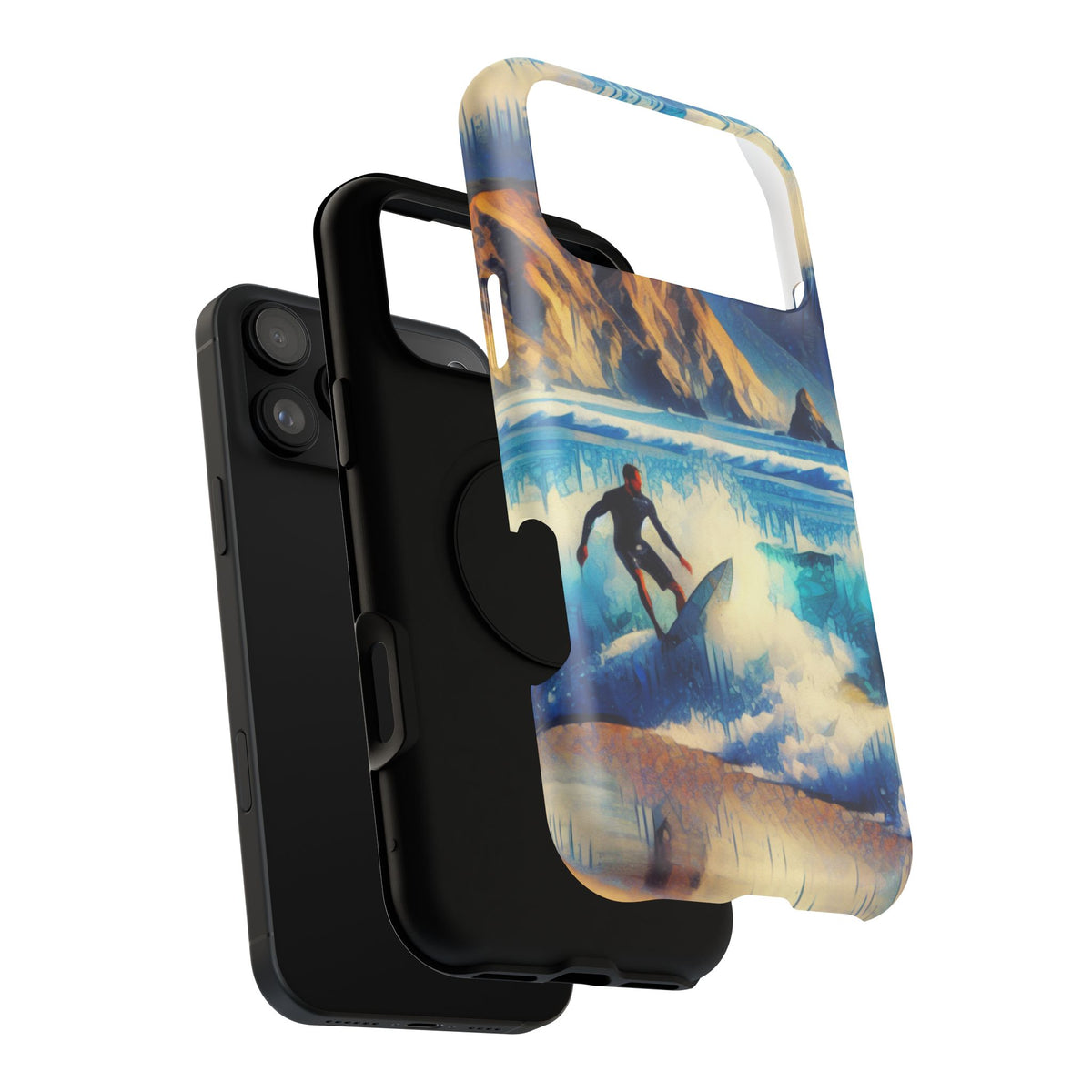 Surfer Wave Impact Phone Case – Vibrant Ocean Art Protective Cover