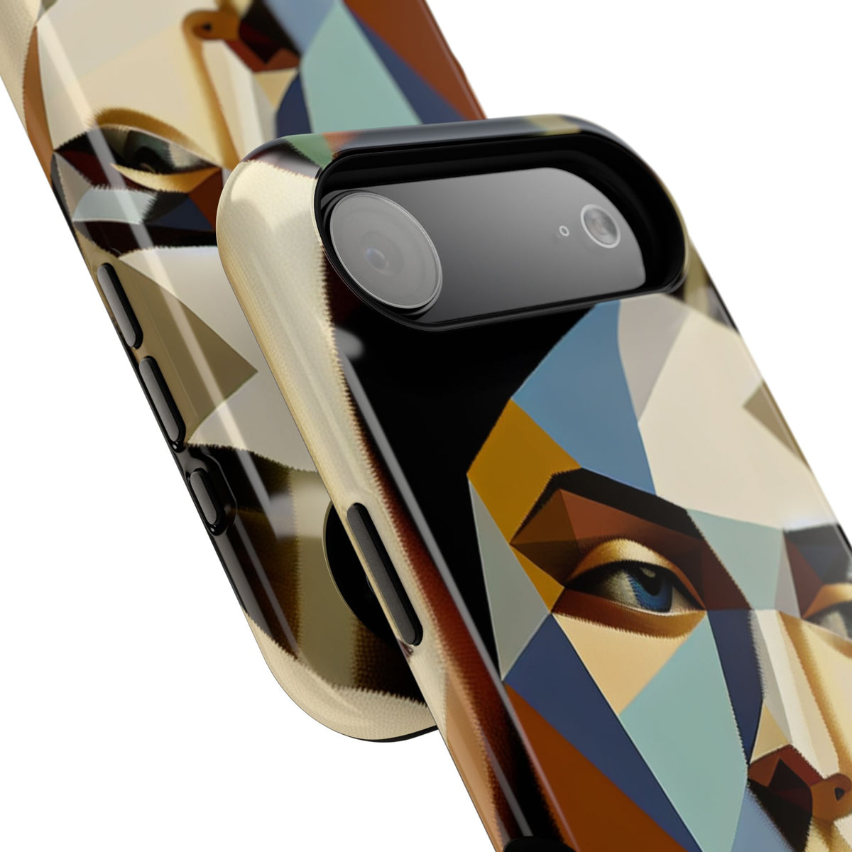 Geometric Portrait Impact-Resistant Phone Case — Abstract Cubist Face, Protective iPhone Cover