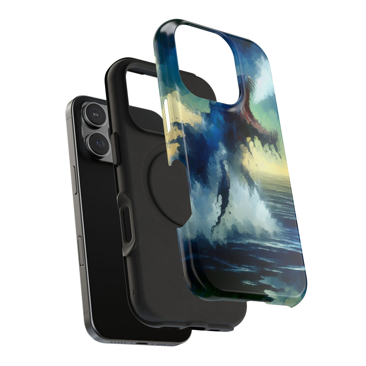 Shark Wave Impact-Resistant Phone Case — Ocean Monster Art Protective Cover