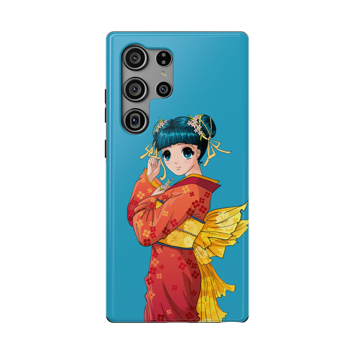 Impact-Resistant Phone Case — Cute Anime Girl in Kimono Design