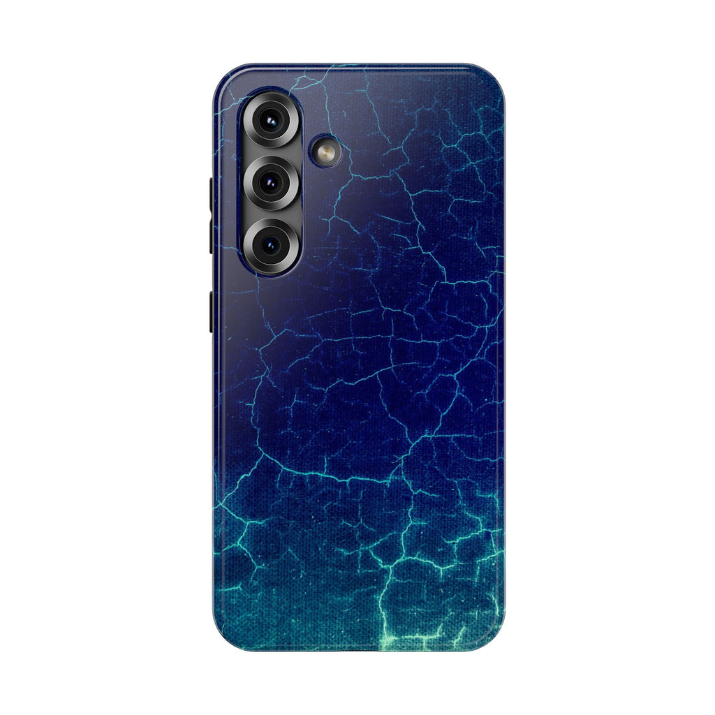 Blue Electric Crackle Phone Case — Impact-Resistant Galaxy Phone Protective Cover